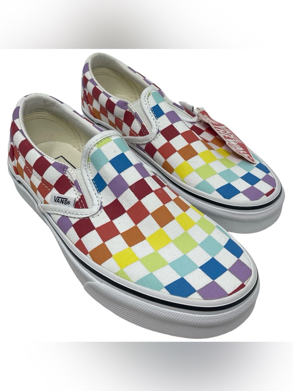 VANS Rainbow Checkerboard Slip-On Sneakers Men’s 4.5/Women’s 6
